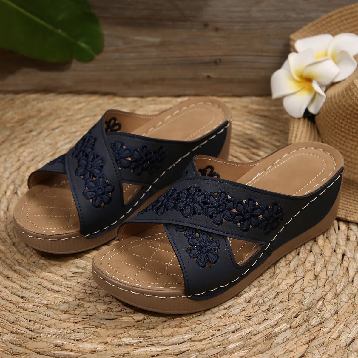 Peep Toe Wedge Sandals - Image 3