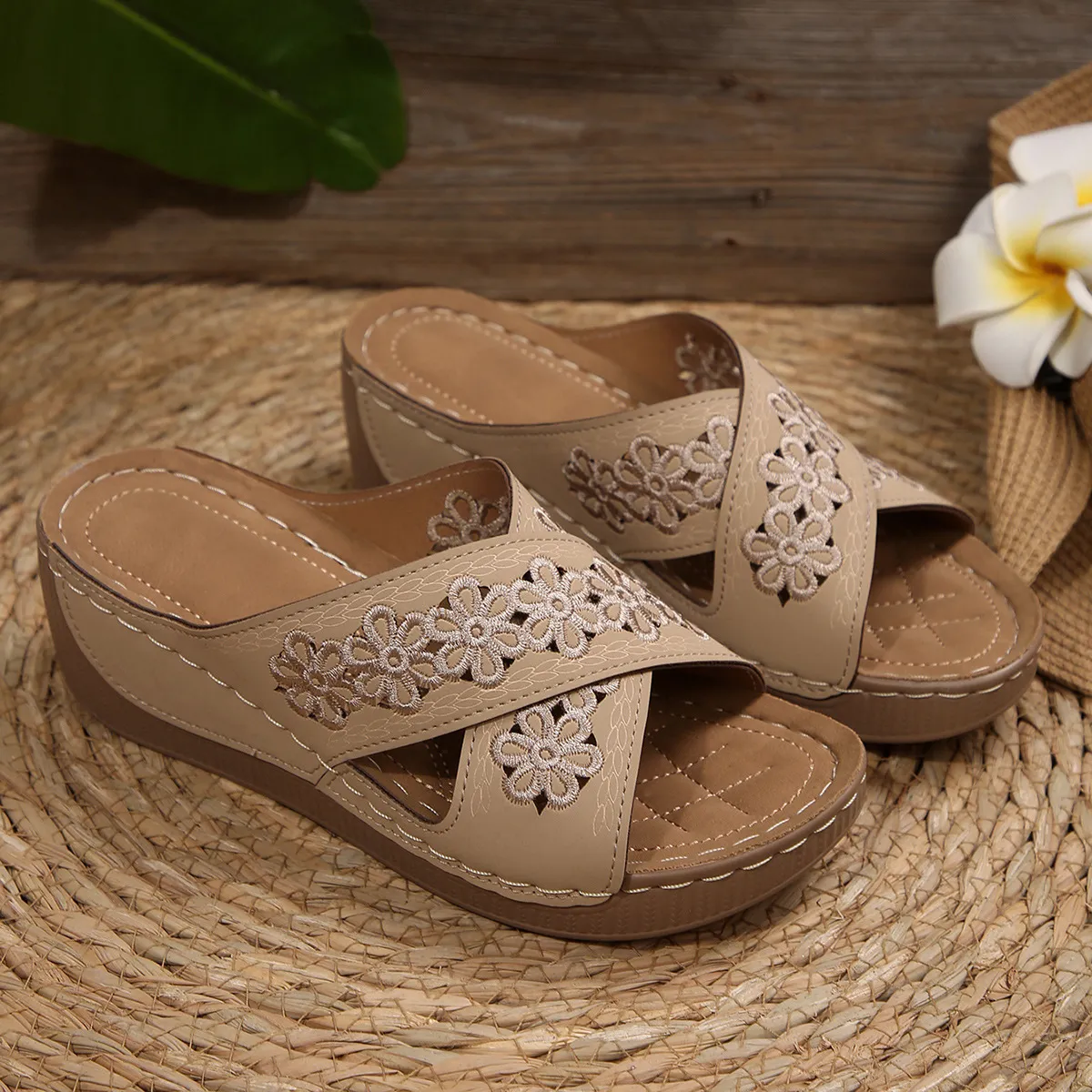 Peep Toe Wedge Sandals - Image 4