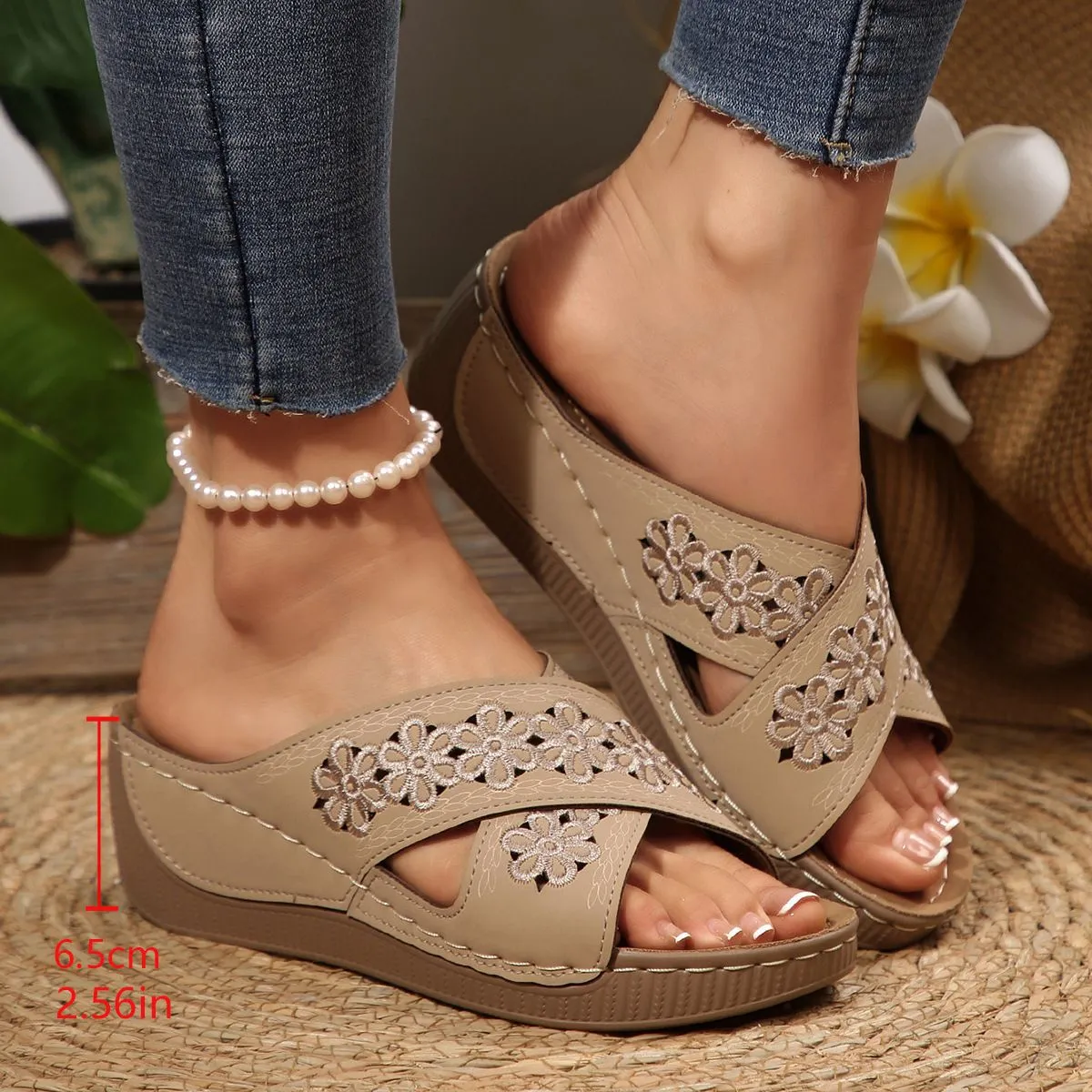 Peep Toe Wedge Sandals - Image 5