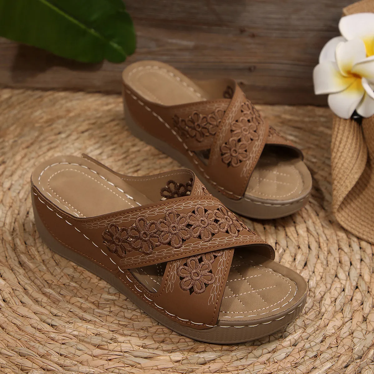 Peep Toe Wedge Sandals - Image 7