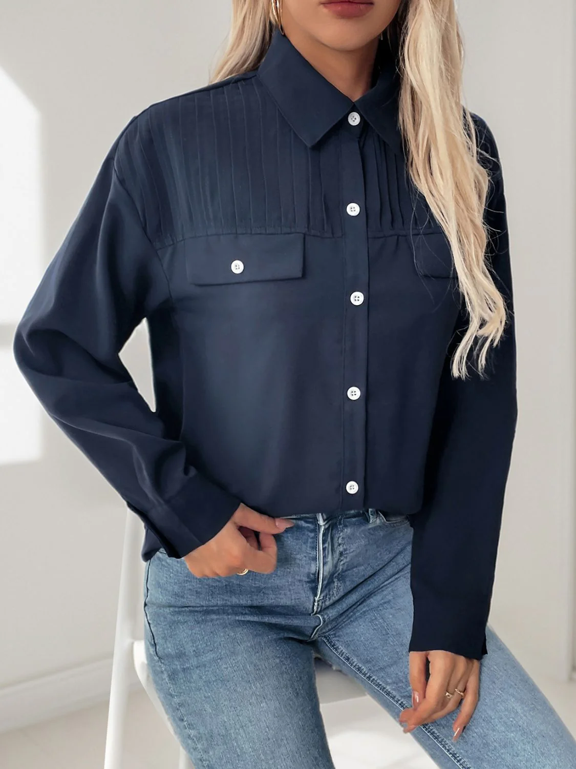 Perfee Buttoned Down Long Sleeve Shirt - Image 5