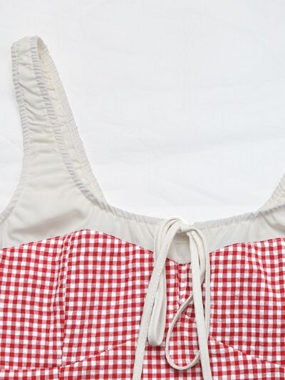Perfee Contrast Plaid Square Neck Tank - Image 6