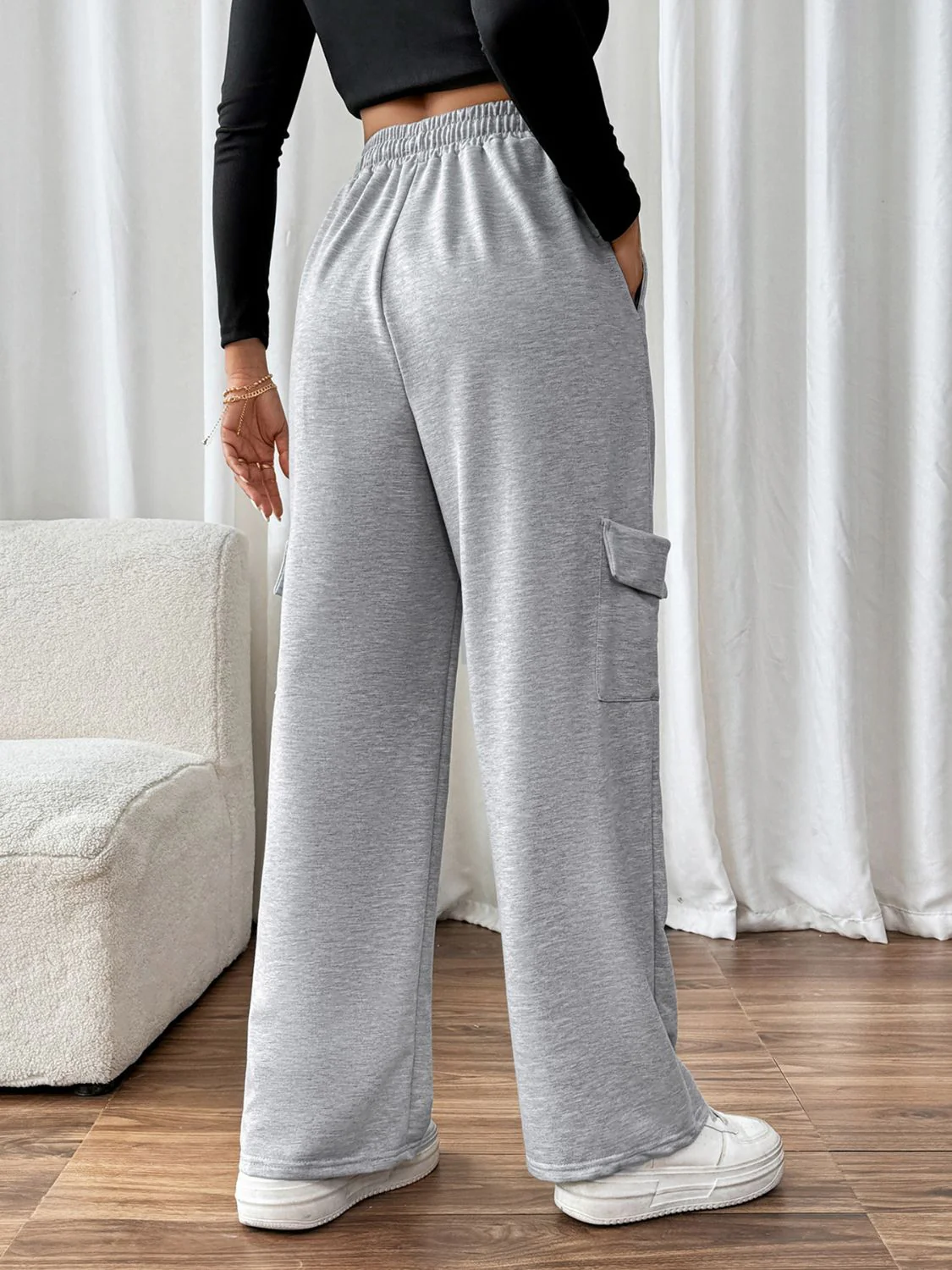 Perfee Drawstring Elastic Waist Joggers with Pockets - Image 2