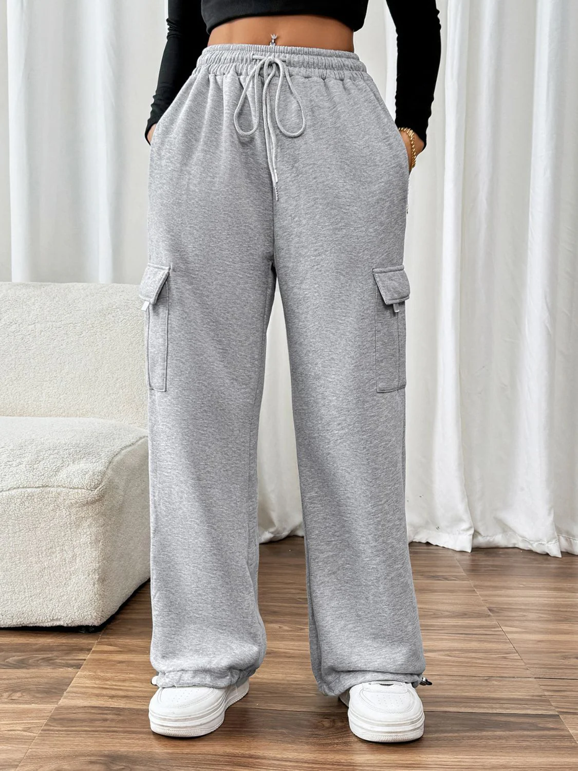 Perfee Drawstring Elastic Waist Joggers with Pockets - Image 3