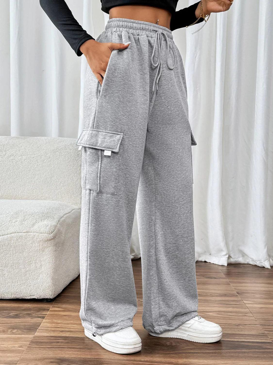 Perfee Drawstring Elastic Waist Joggers with Pockets - Image 5