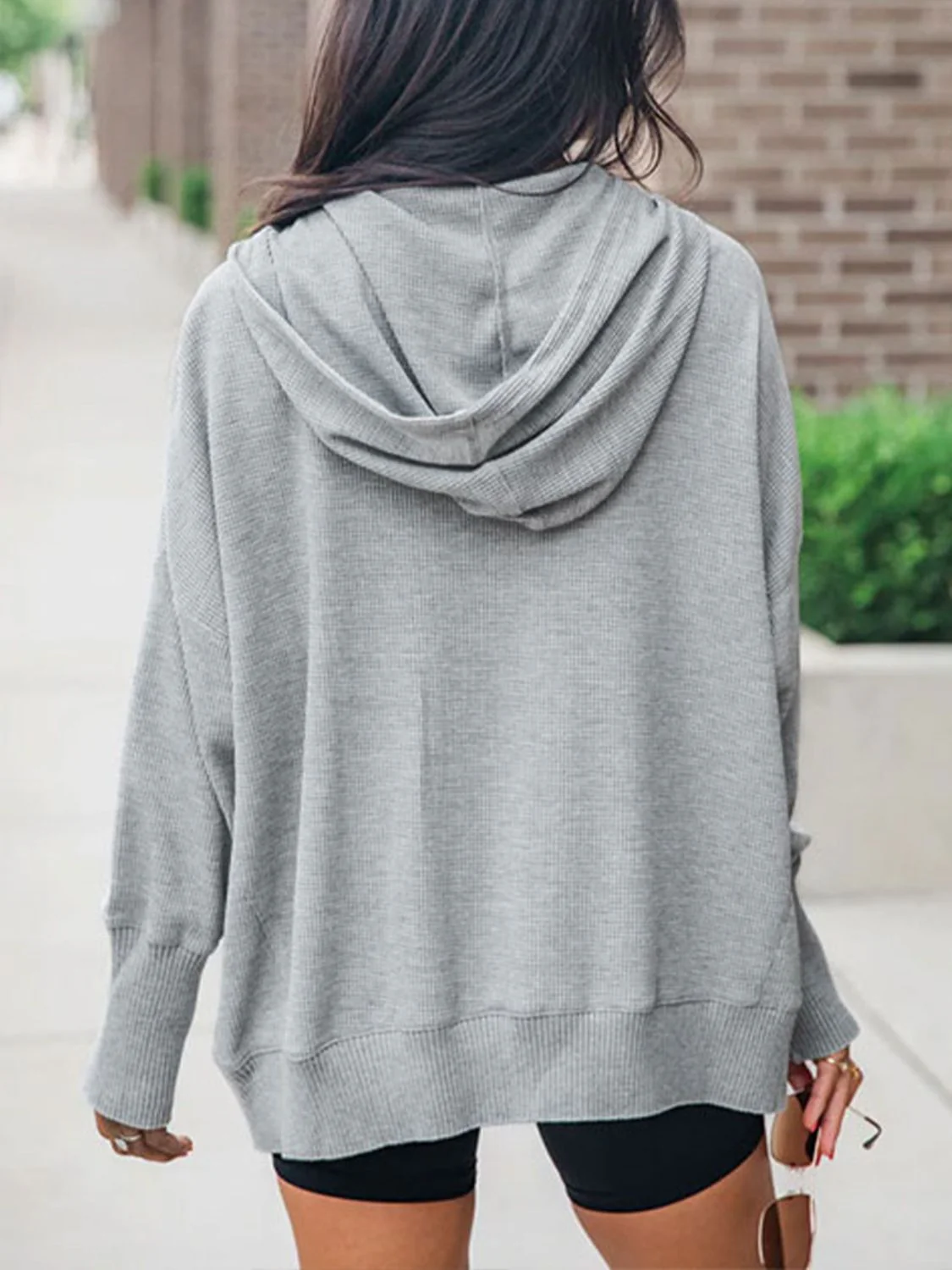 Perfee Half Snap Long Sleeve Hoodie - Image 3