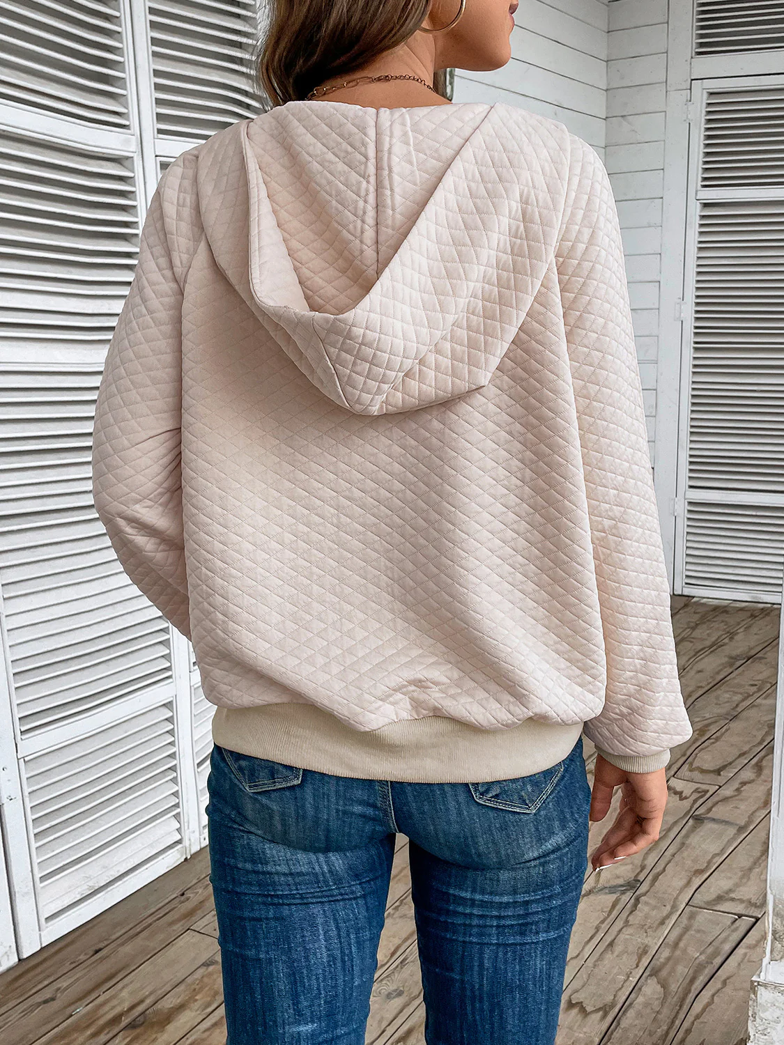 Perfee Half Zip Hoodie with Pocket - Image 2