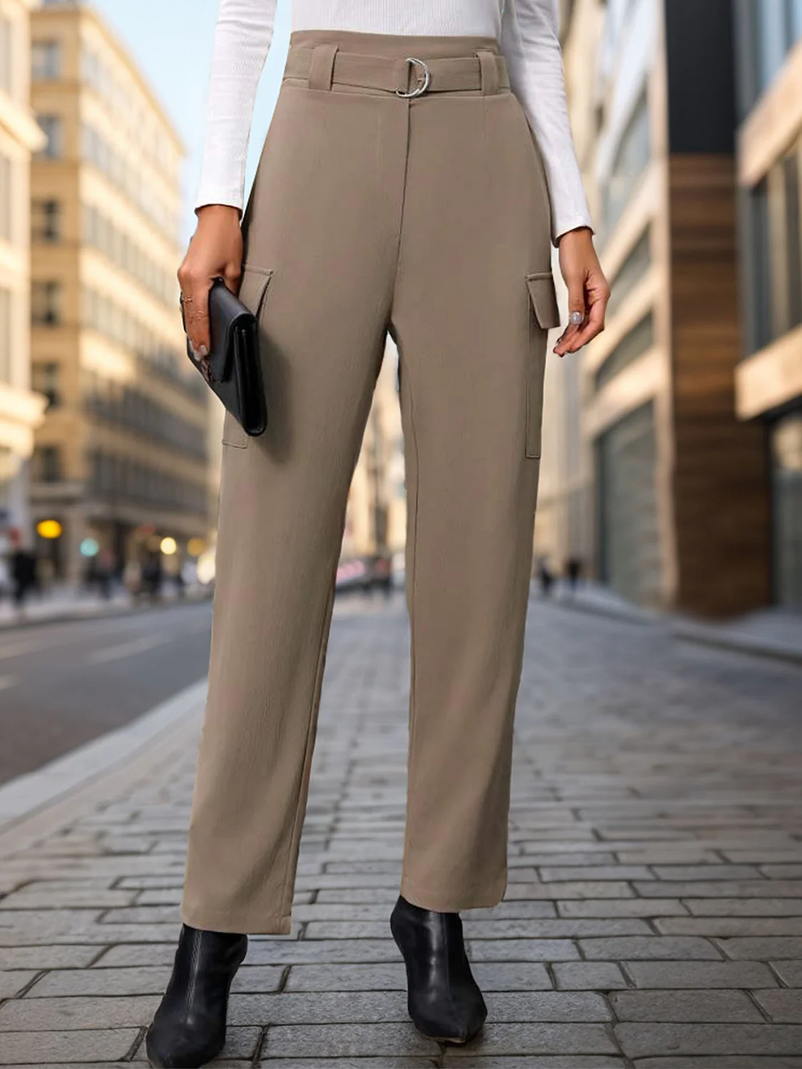 Perfee High Waist Straight Pants - Image 4