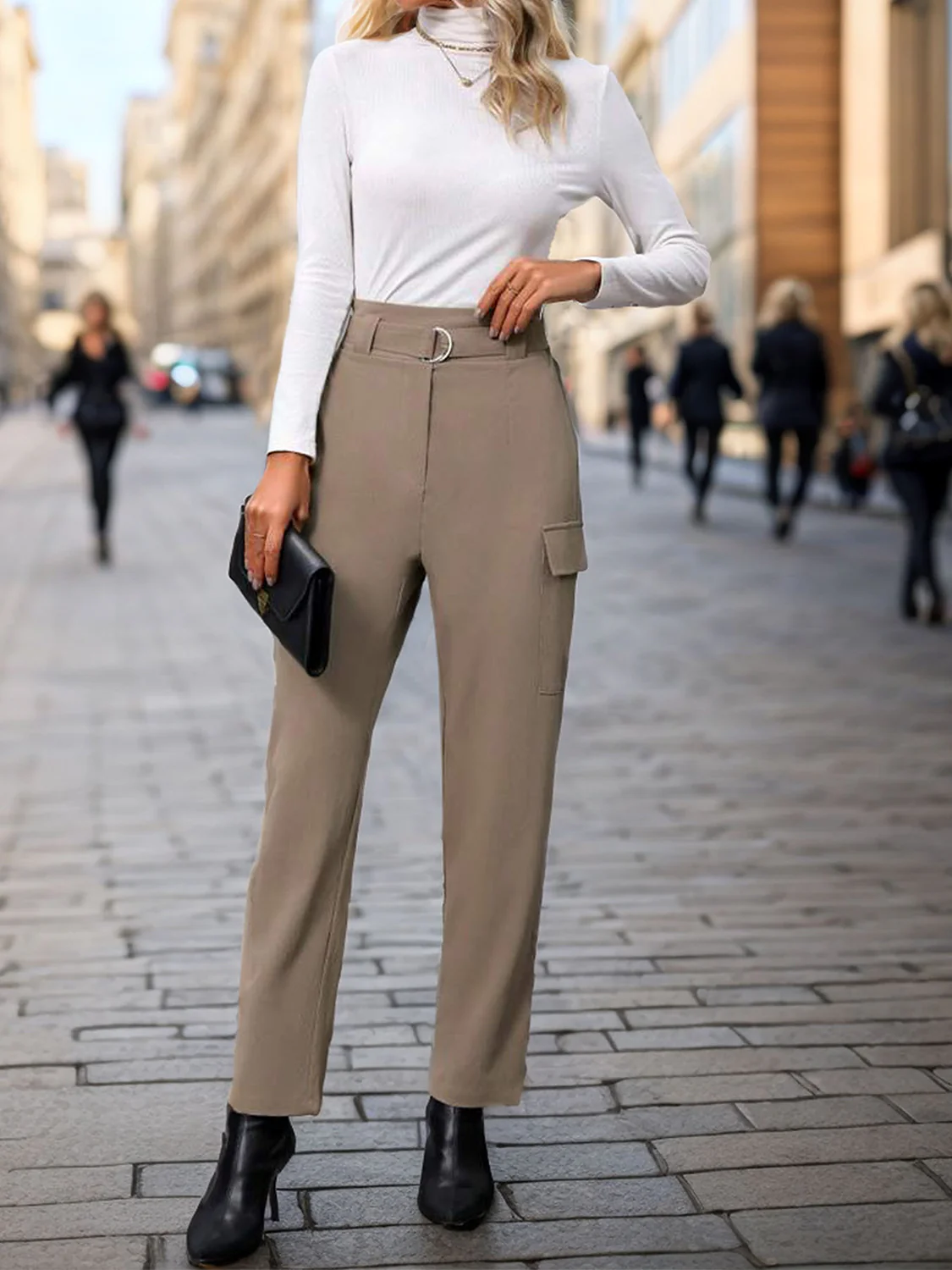 Perfee High Waist Straight Pants - Image 5
