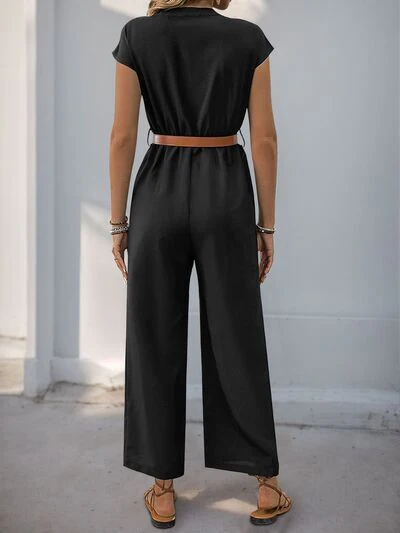 Perfee Notched Wide Leg Jumpsuit - Image 2