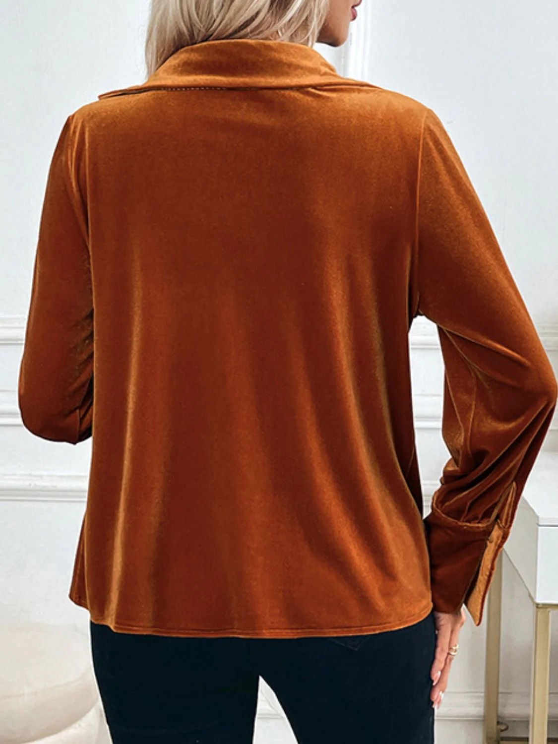 Perfee Ruched Long Sleeve Blouse - Image 2