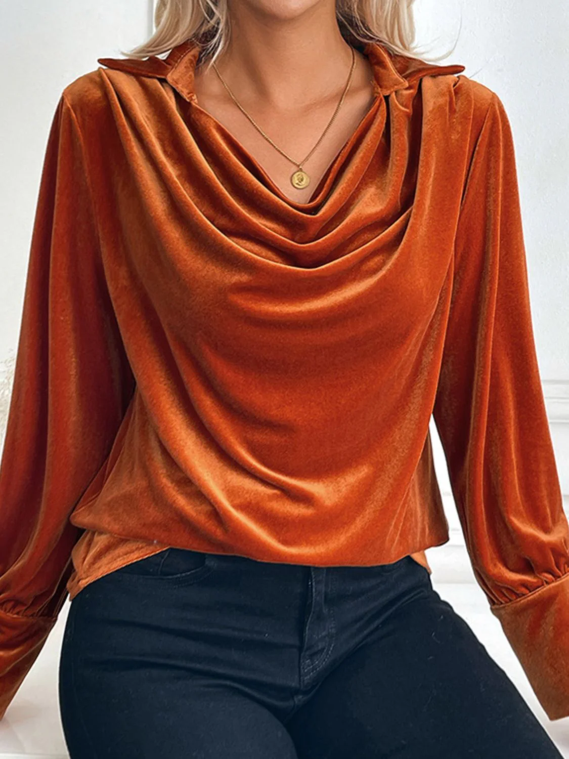 Perfee Ruched Long Sleeve Blouse - Image 4