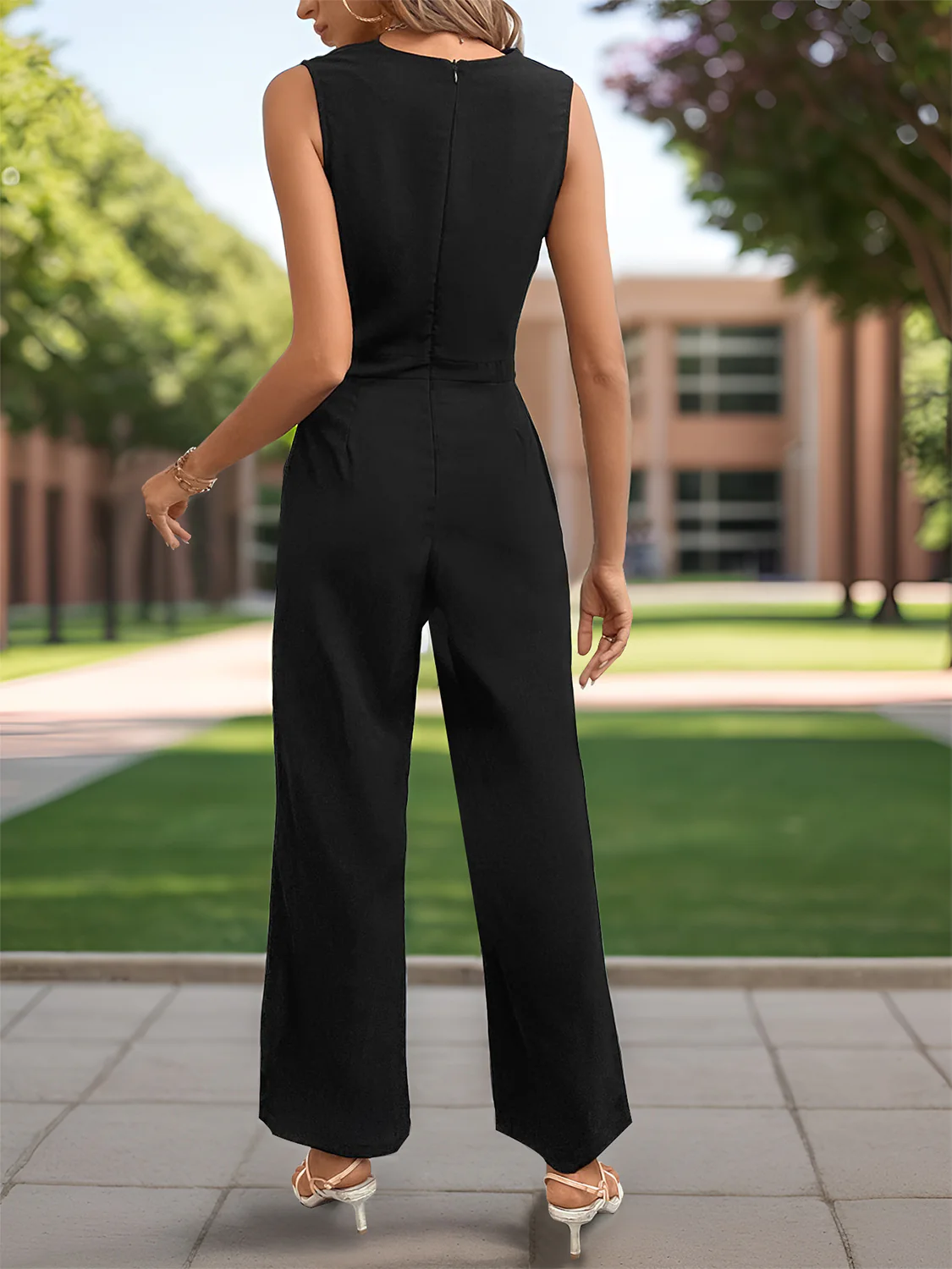 Perfee Sleeveless Jumpsuit with Pockets - Image 2