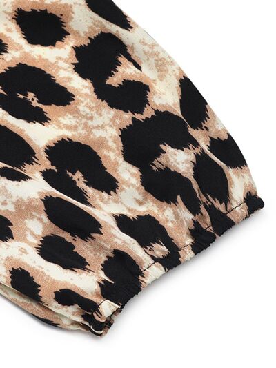 Perfee Tied Leopard Half Sleeve Jumpsuit - Image 8