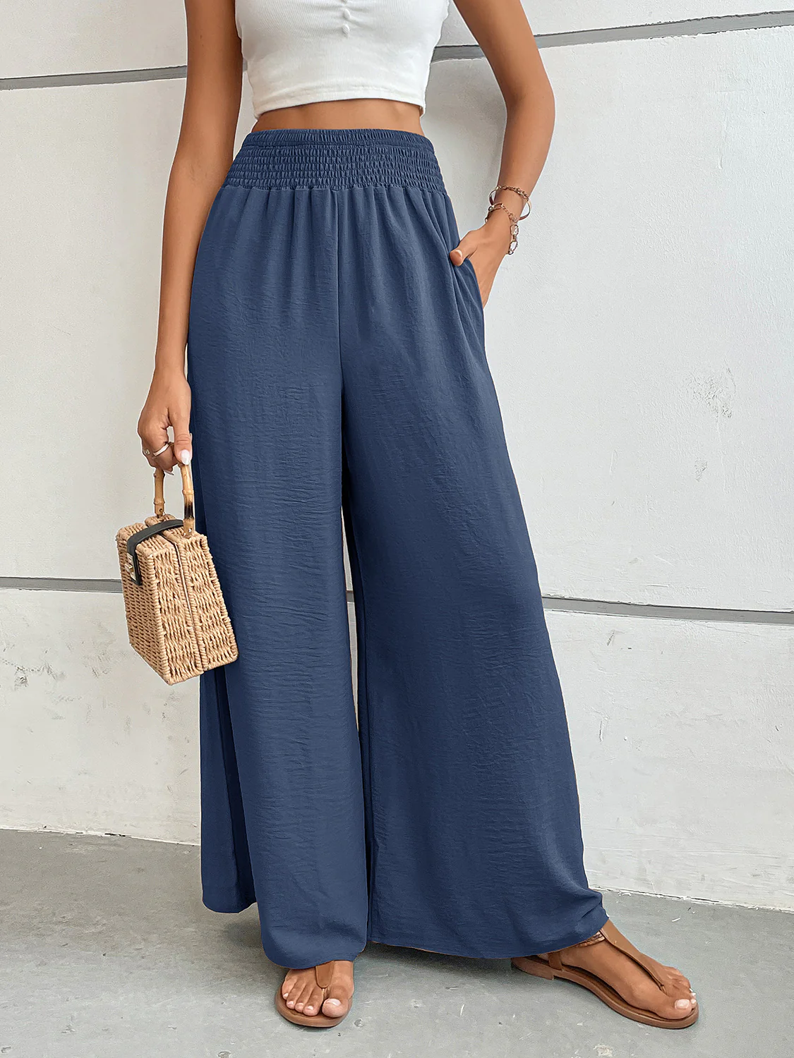Perfee Wide Leg Pants with Pockets - Image 10