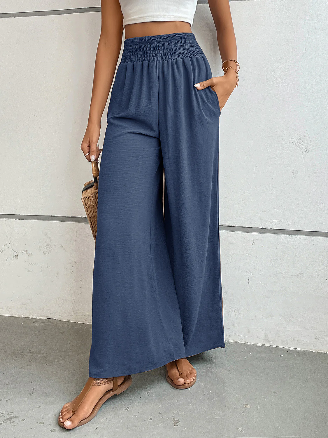 Perfee Wide Leg Pants with Pockets - Image 11
