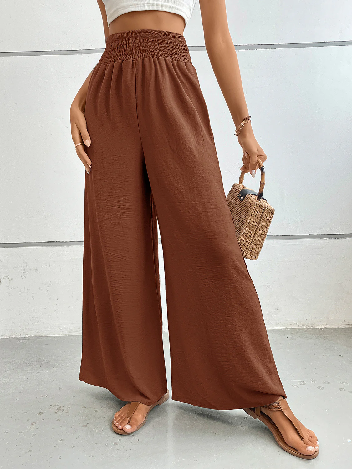 Perfee Wide Leg Pants with Pockets - Image 2