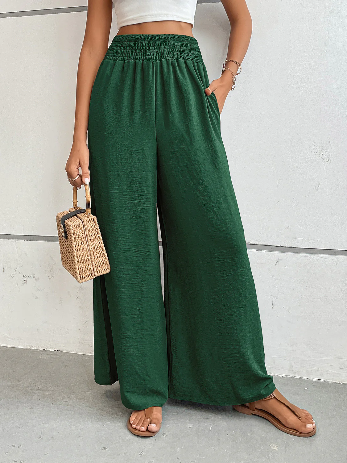 Perfee Wide Leg Pants with Pockets - Image 21