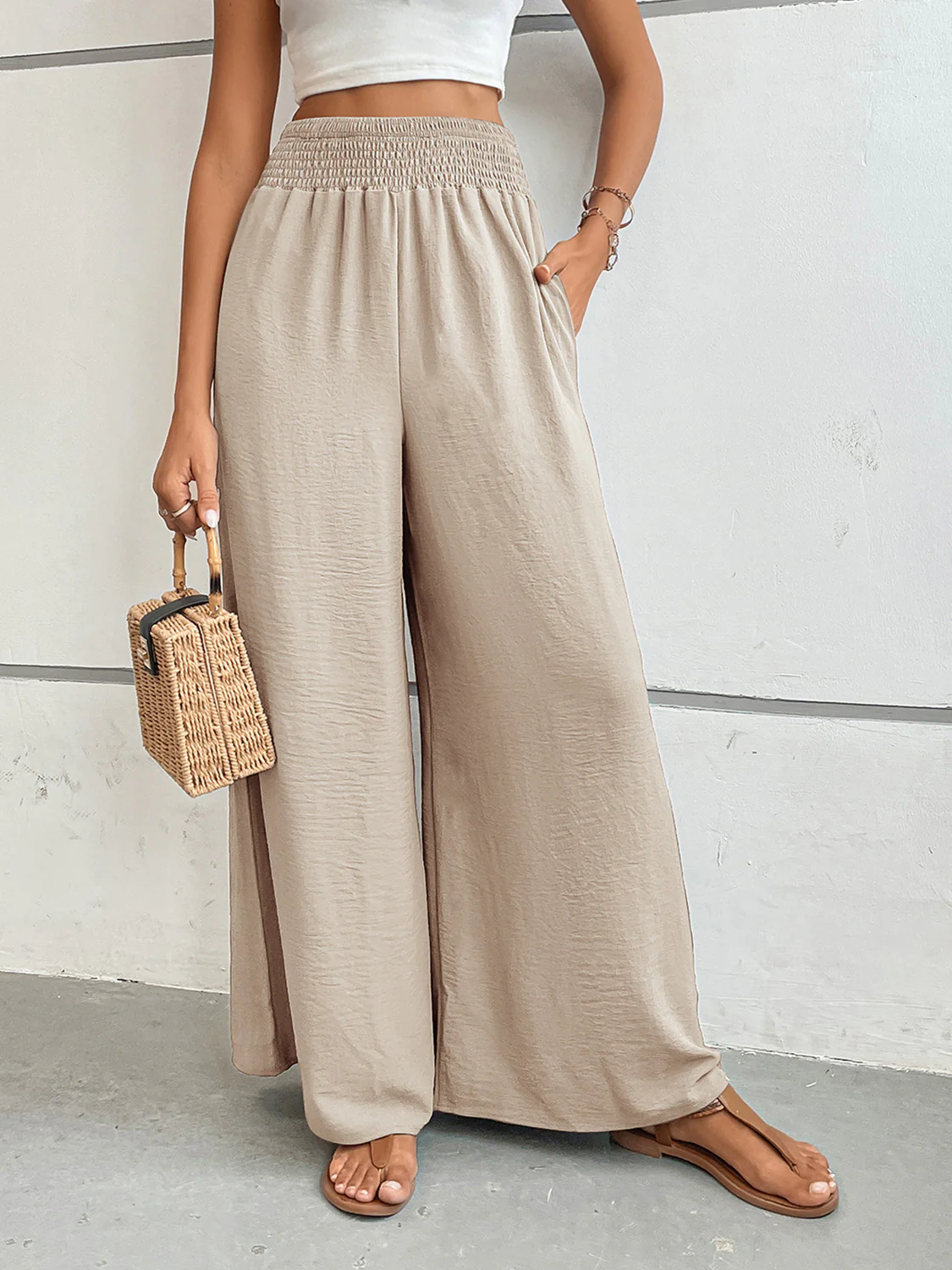 Perfee Wide Leg Pants with Pockets - Image 7