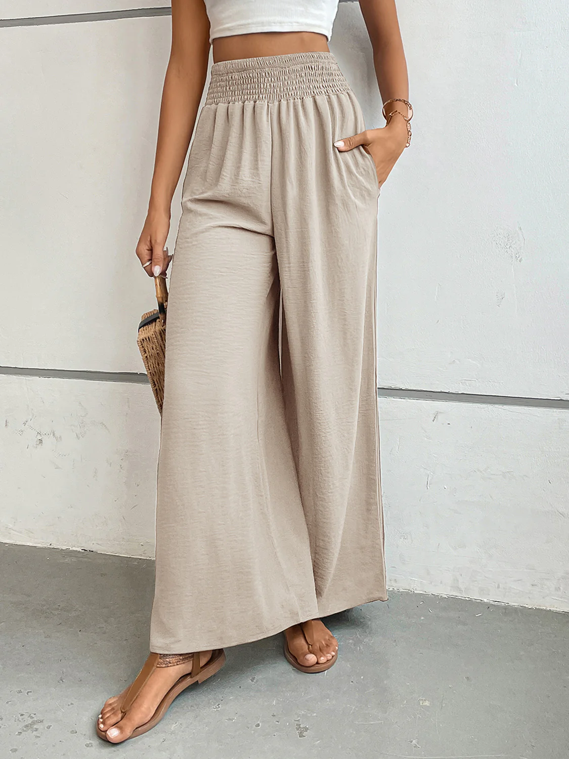 Perfee Wide Leg Pants with Pockets - Image 8