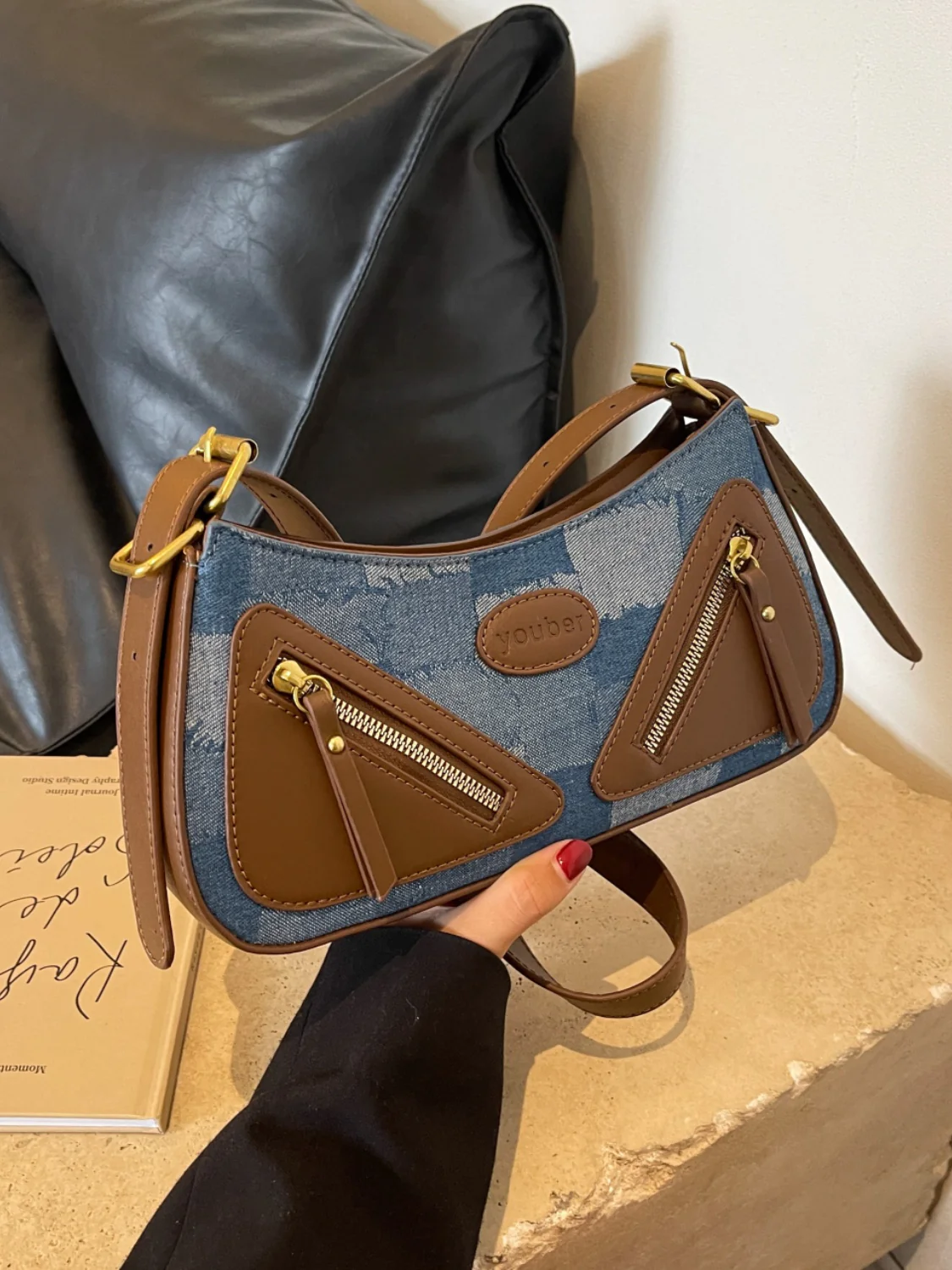 Plaid Adjustable Strap Shoulder Bag - Image 2