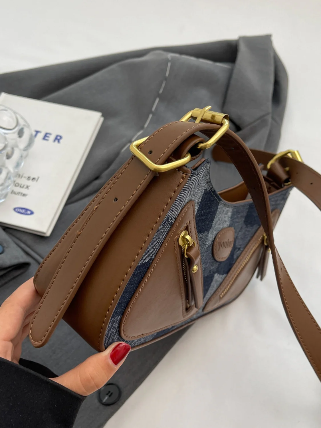 Plaid Adjustable Strap Shoulder Bag - Image 3