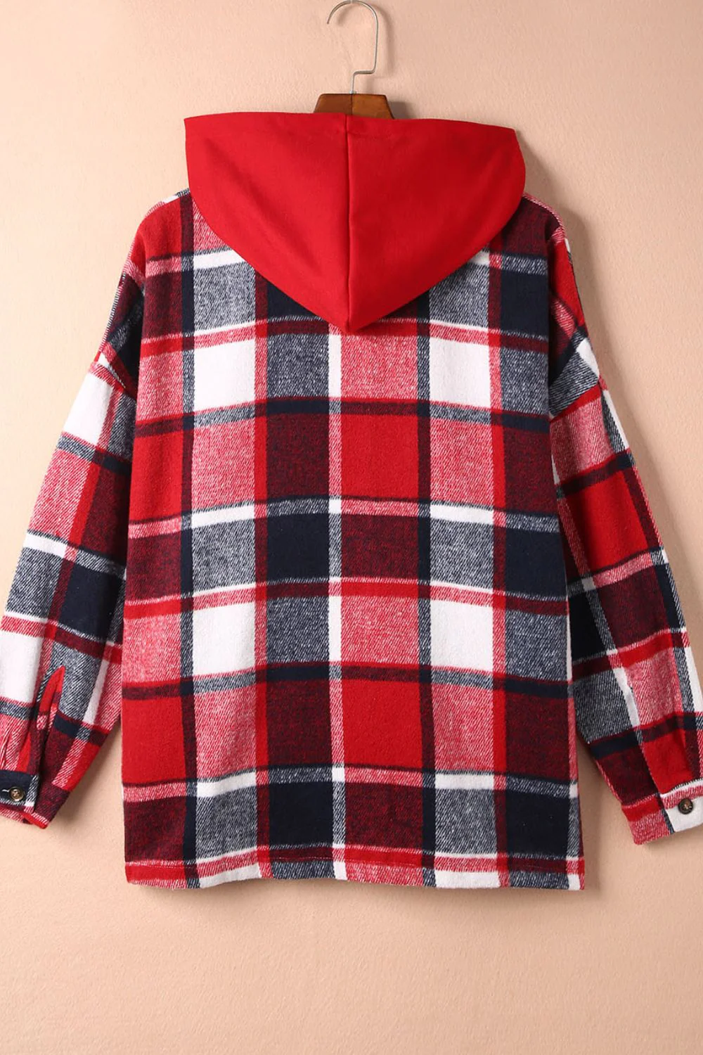 Plaid Button Up Hooded Shacket - Image 13