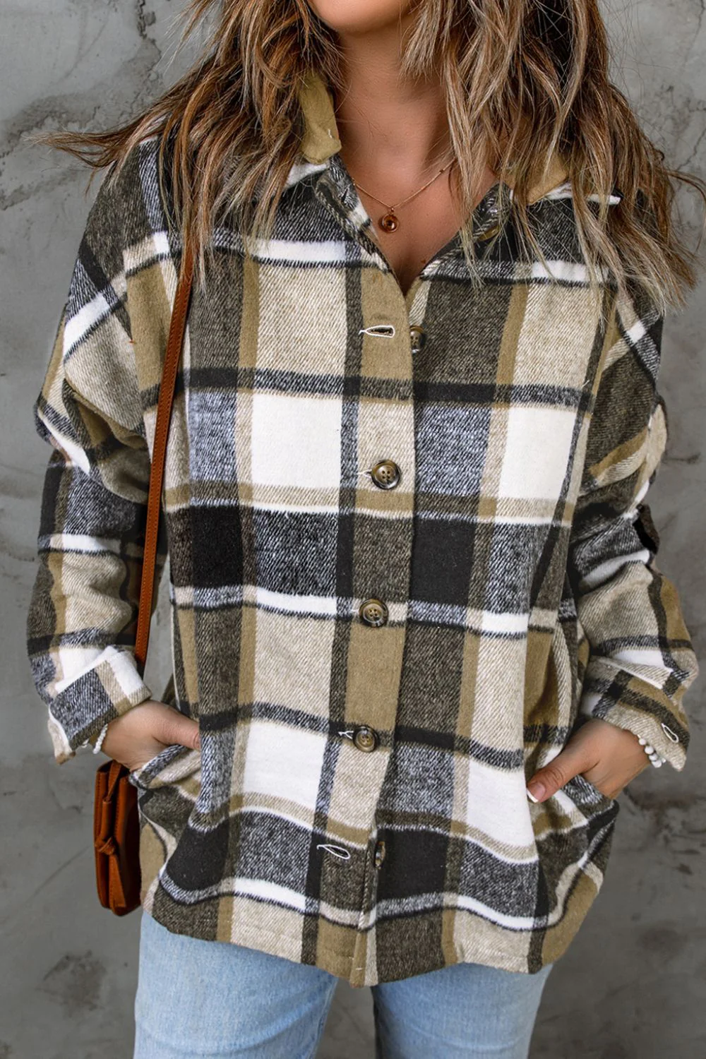 Plaid Button Up Hooded Shacket - Image 15