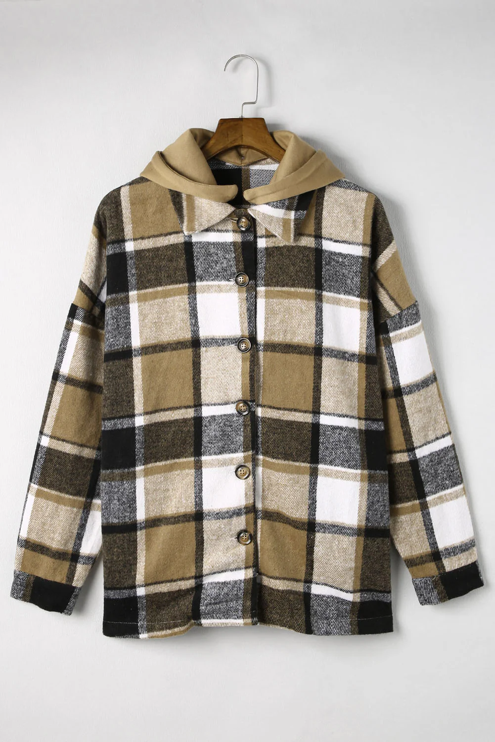 Plaid Button Up Hooded Shacket - Image 18