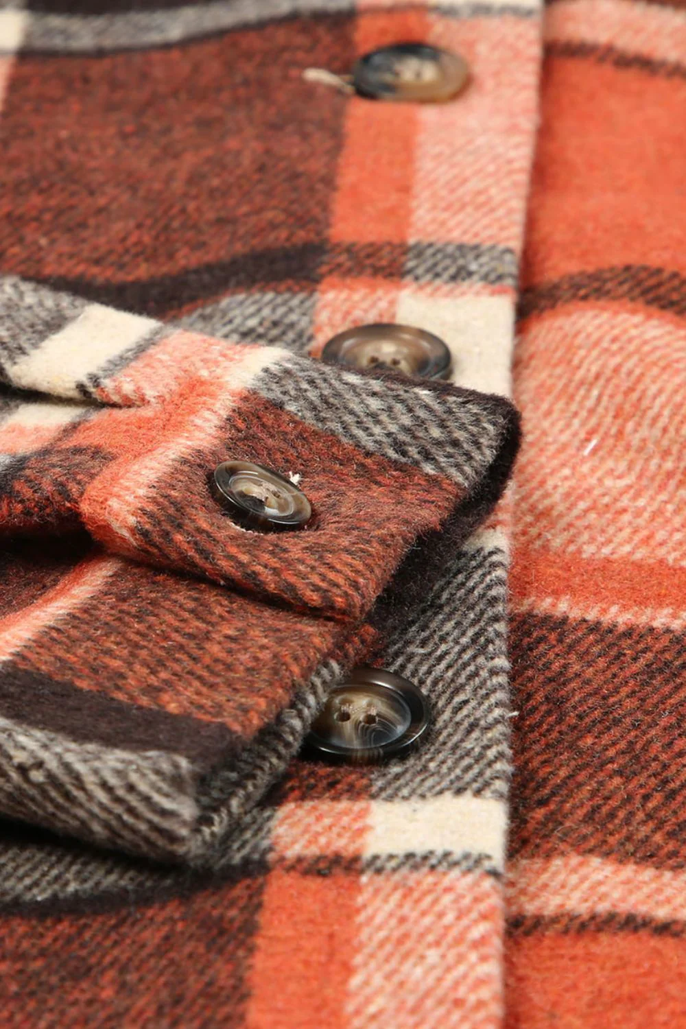 Plaid Button Up Hooded Shacket - Image 8