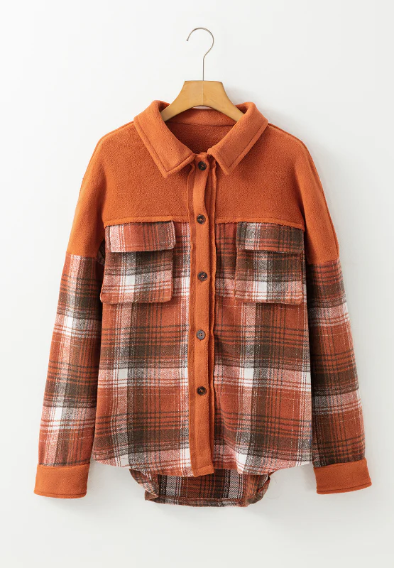 Plaid Button Up Long Sleeve Jacket - Image 6