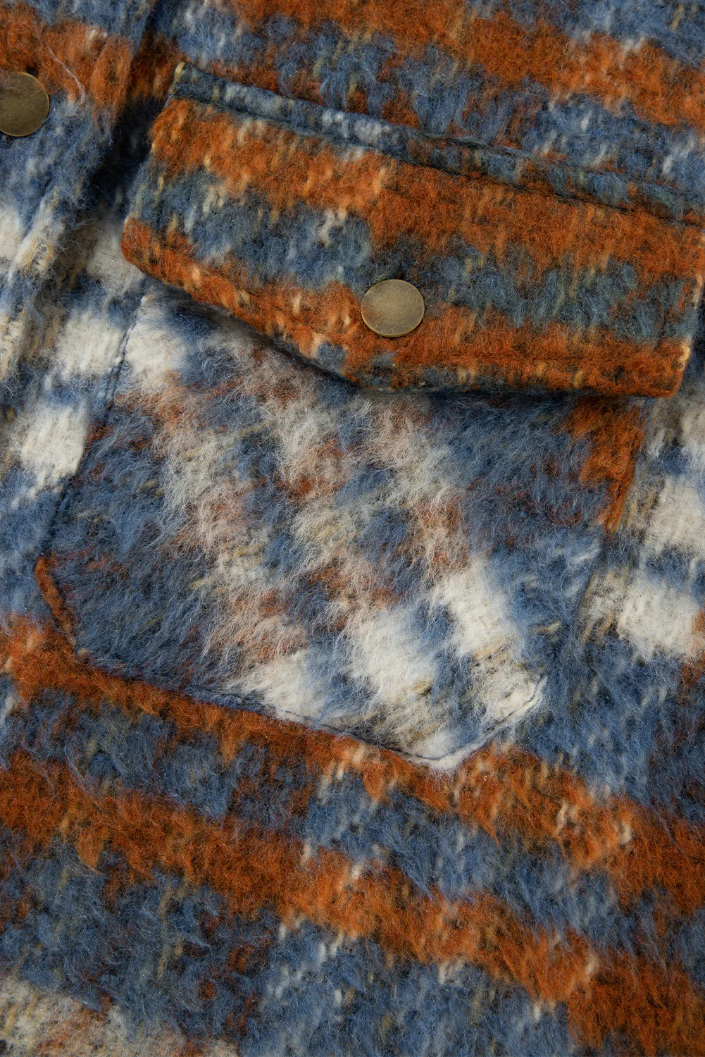 Plaid Collared Neck Jacket with Chest Pockets - Image 13