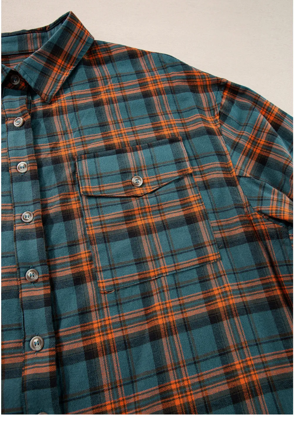 Plaid Collared Neck Long Sleeve Shirt - Image 5