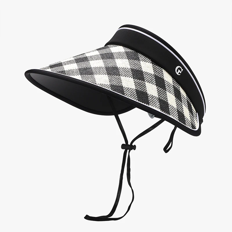 Plaid Natural Grass Adjustable Sun Hat - Image 3