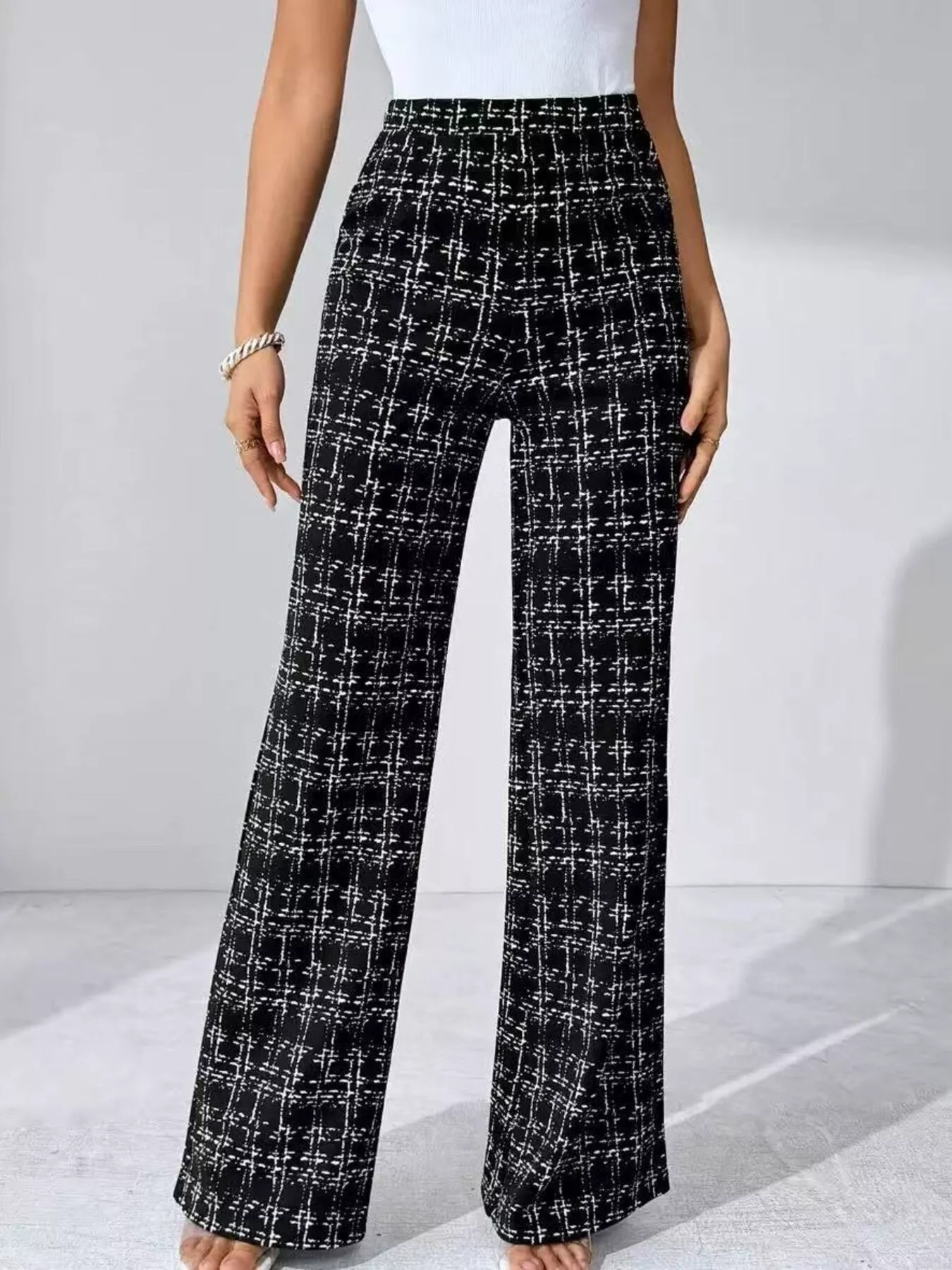 Plaid Wide Leg Pants - Image 3