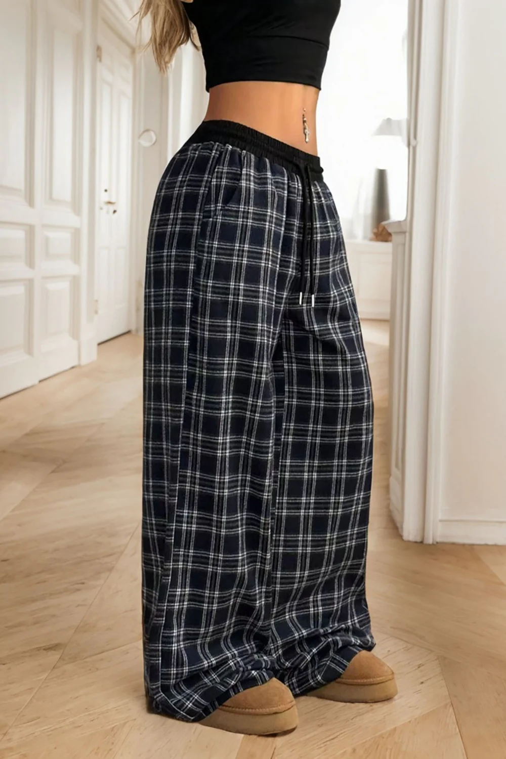 Plaid Wide Leg Pants - Image 2