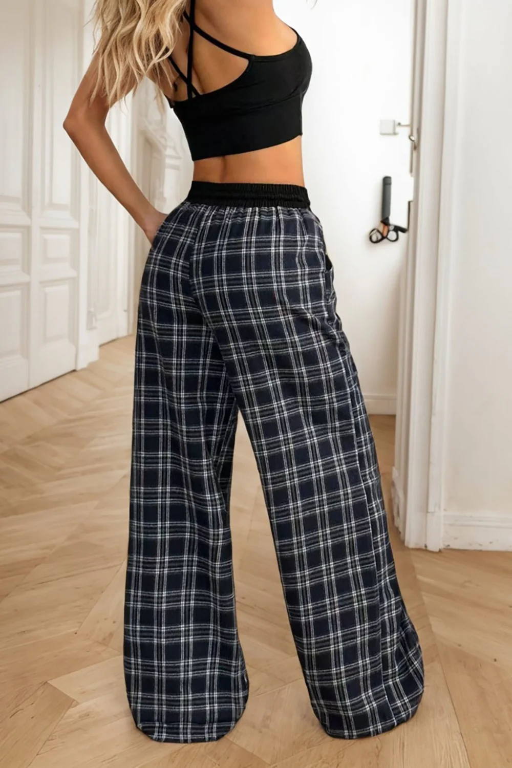 Plaid Wide Leg Pants - Image 3