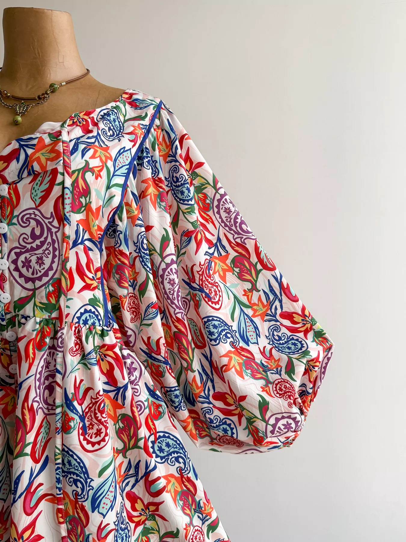Plus Size Boho Floral Print Button-Down Romper - Image 4