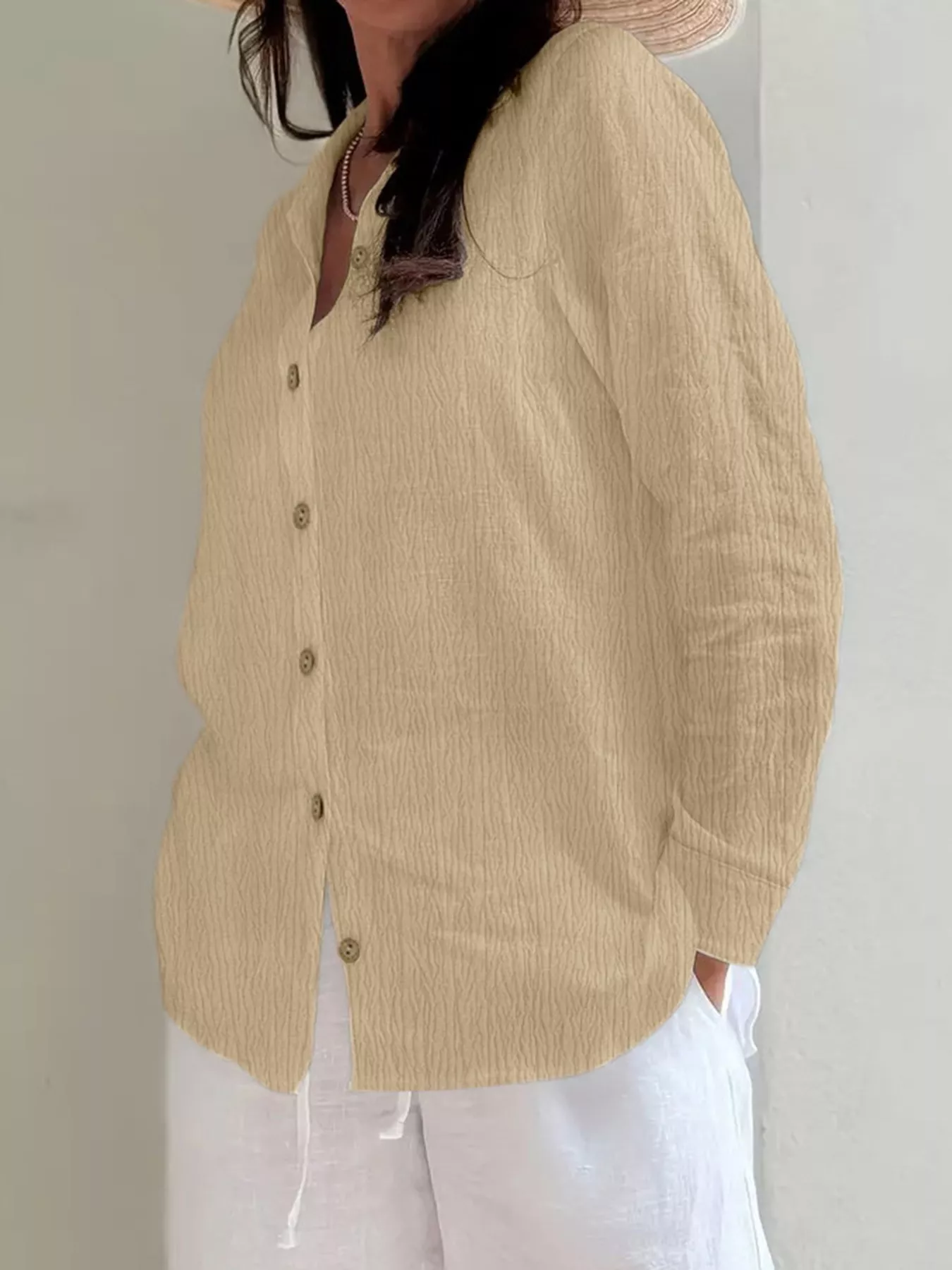 Plus Size Casual Long Sleeve Button-Down Shirt - Image 4