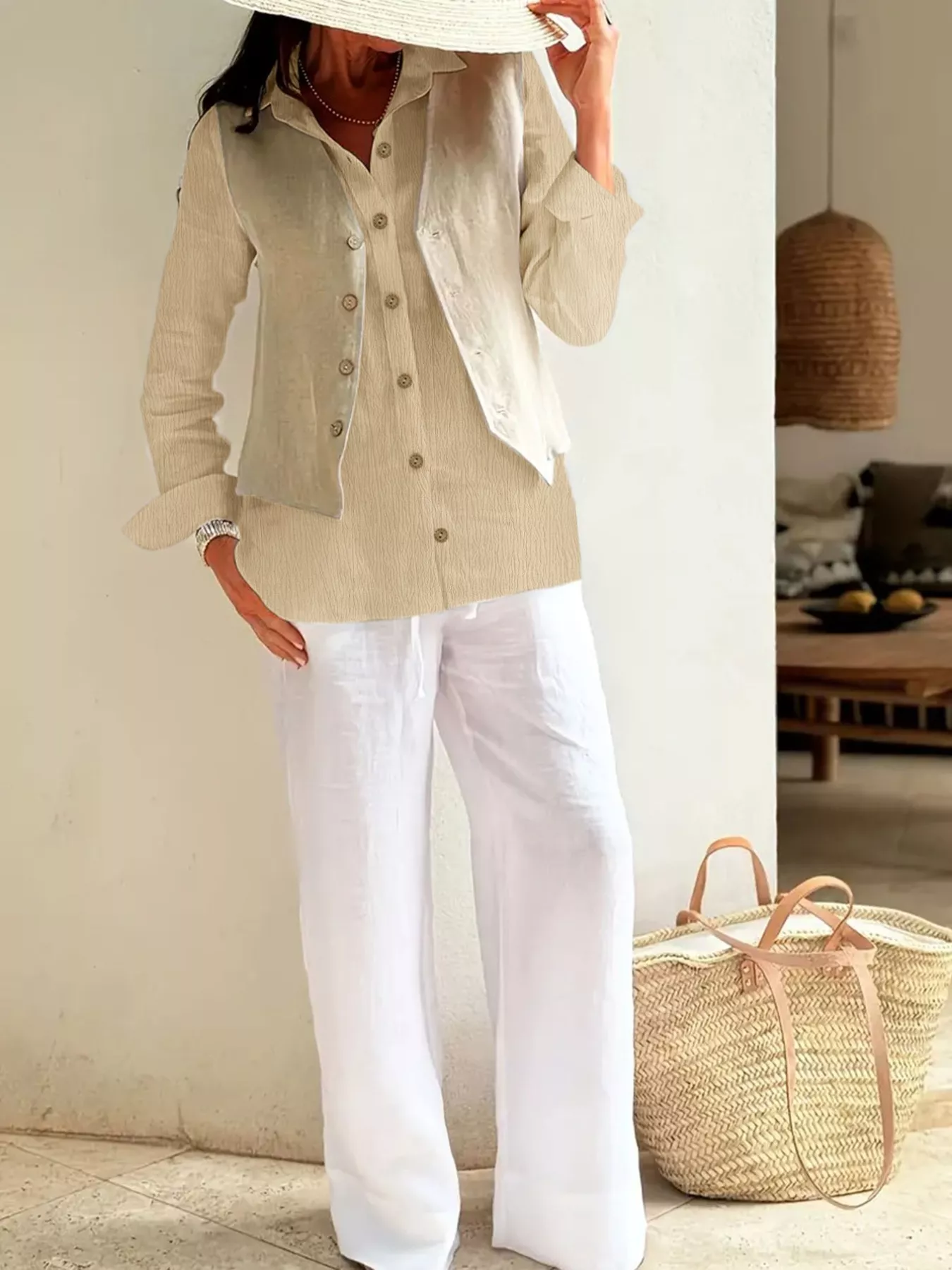 Plus Size Casual Long Sleeve Button-Down Shirt - Image 5
