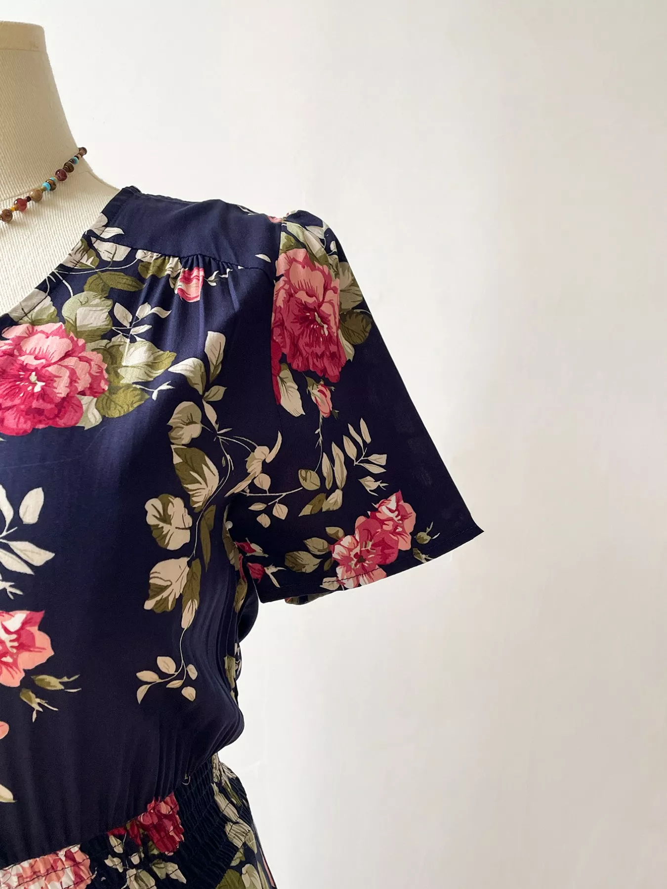 Plus Size Floral Print Short Sleeves V-Neck Dress - Image 5