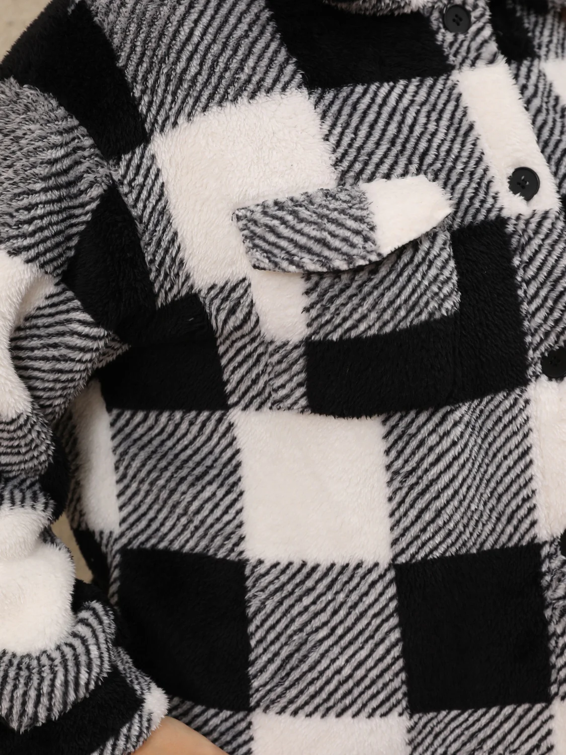 Plus Size Pocketed Plaid Collared Neck Jacket - Image 5