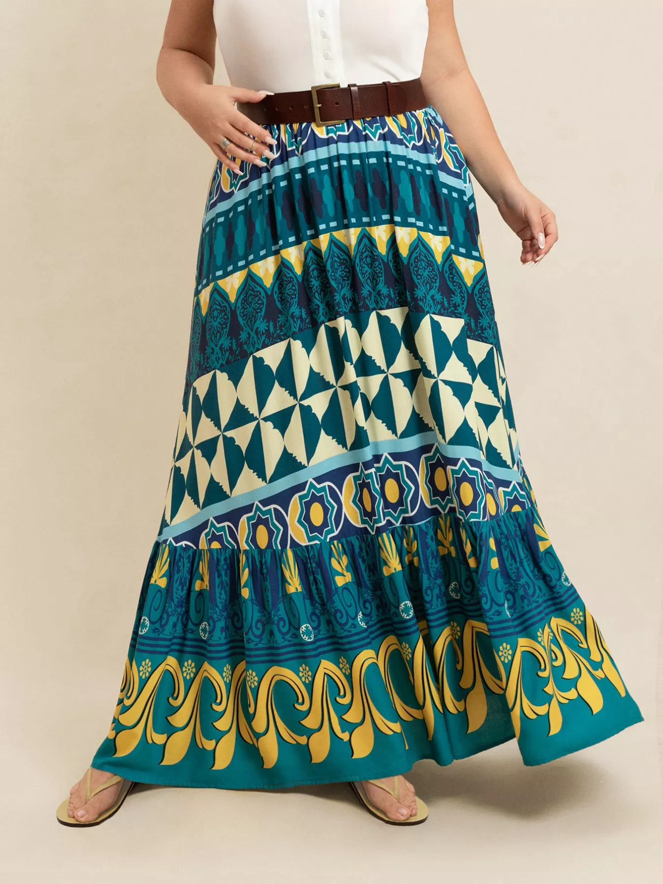 Plus Size Printed Maxi Skirt - Image 2