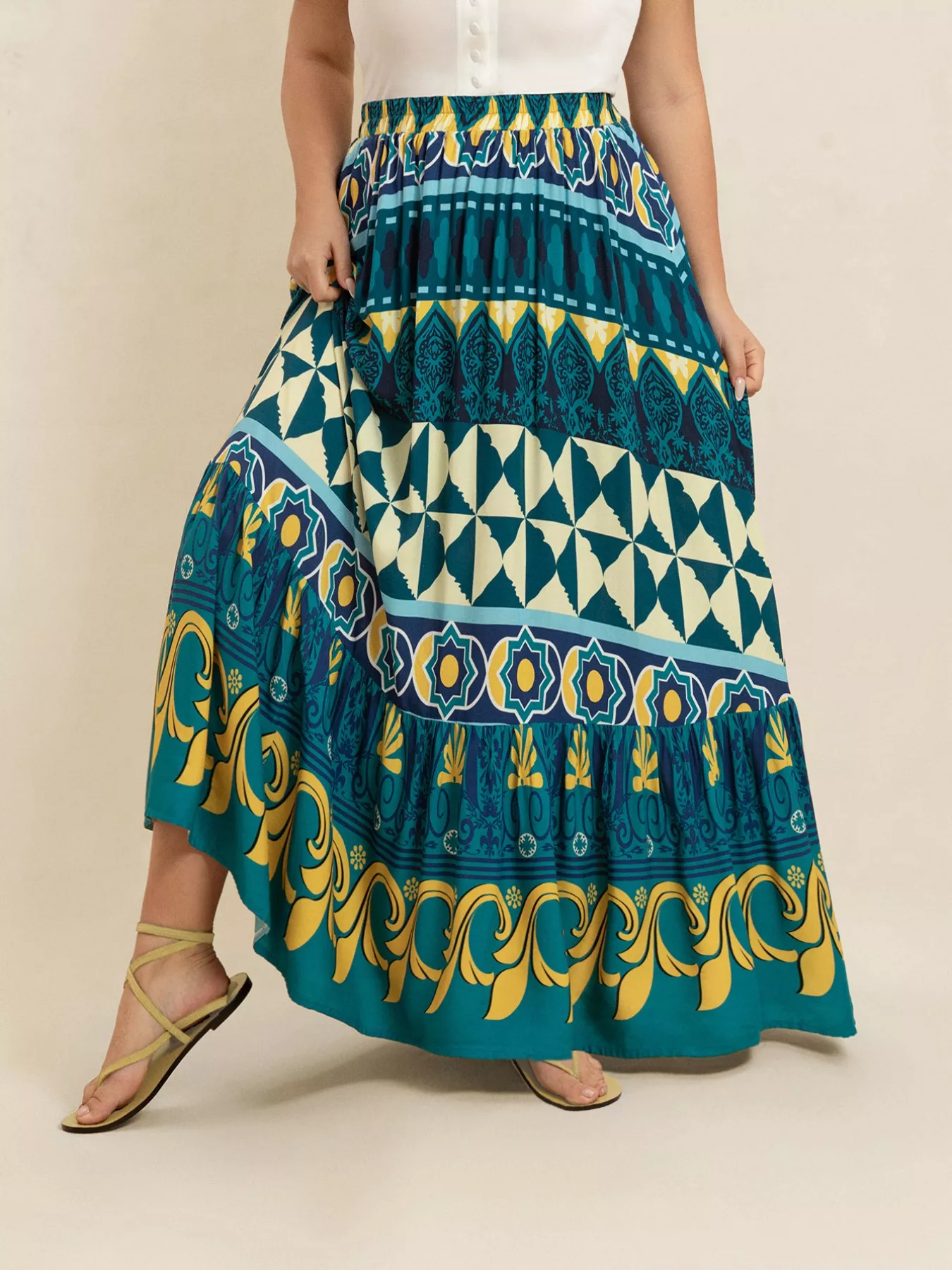 Plus Size Printed Maxi Skirt - Image 3