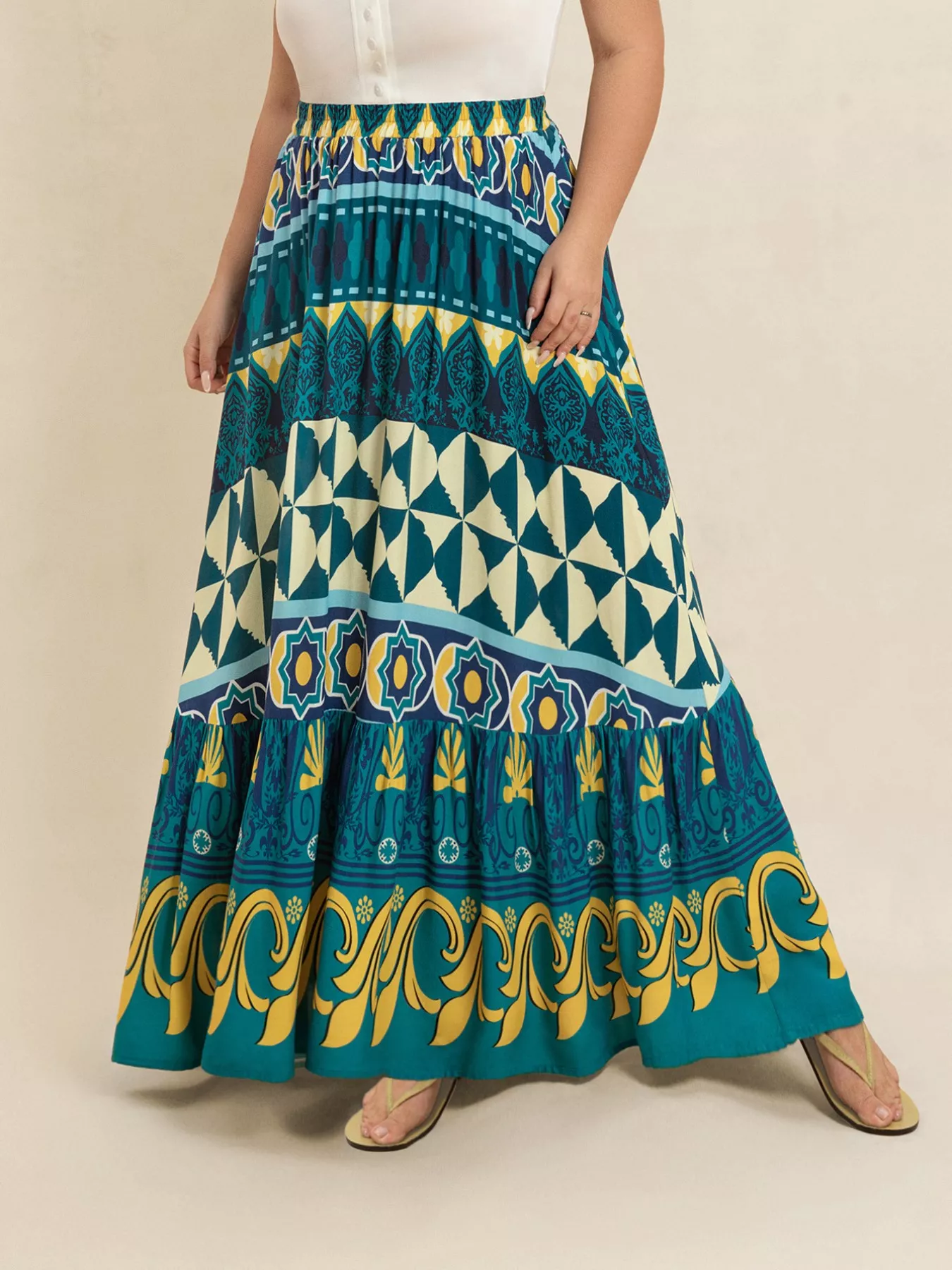 Plus Size Printed Maxi Skirt - Image 4