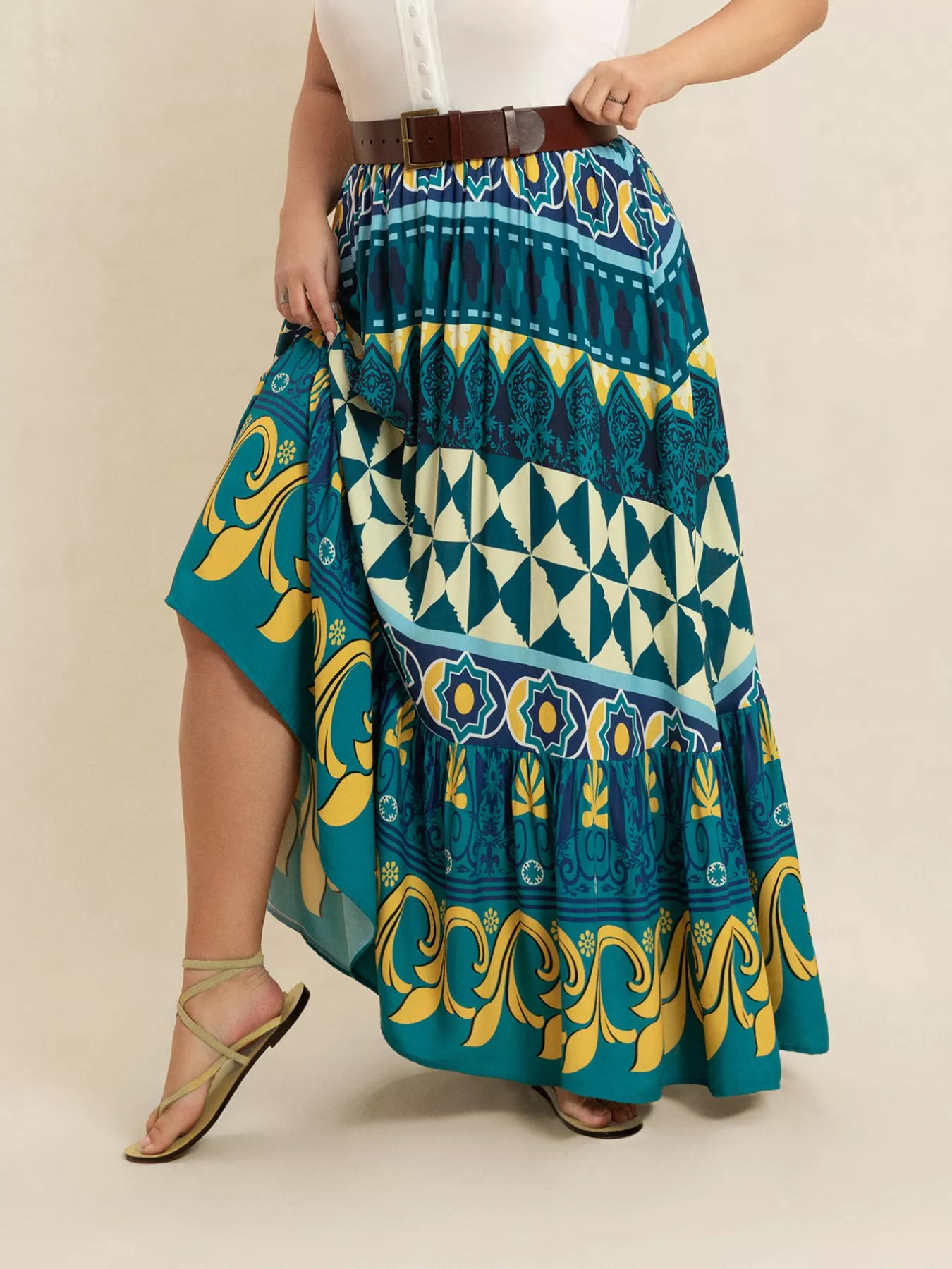 Plus Size Printed Maxi Skirt - Image 5
