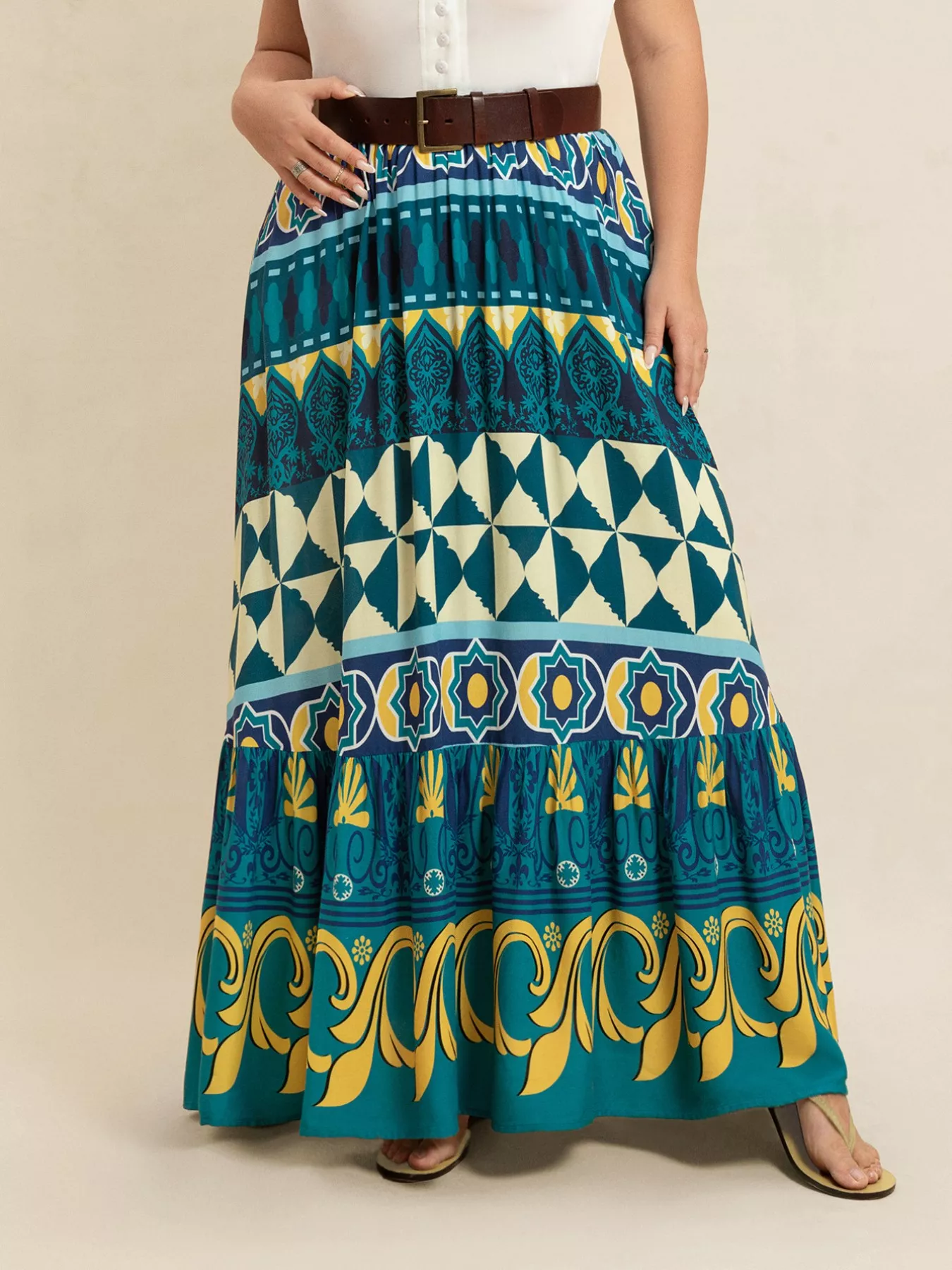Plus Size Printed Maxi Skirt - Image 6