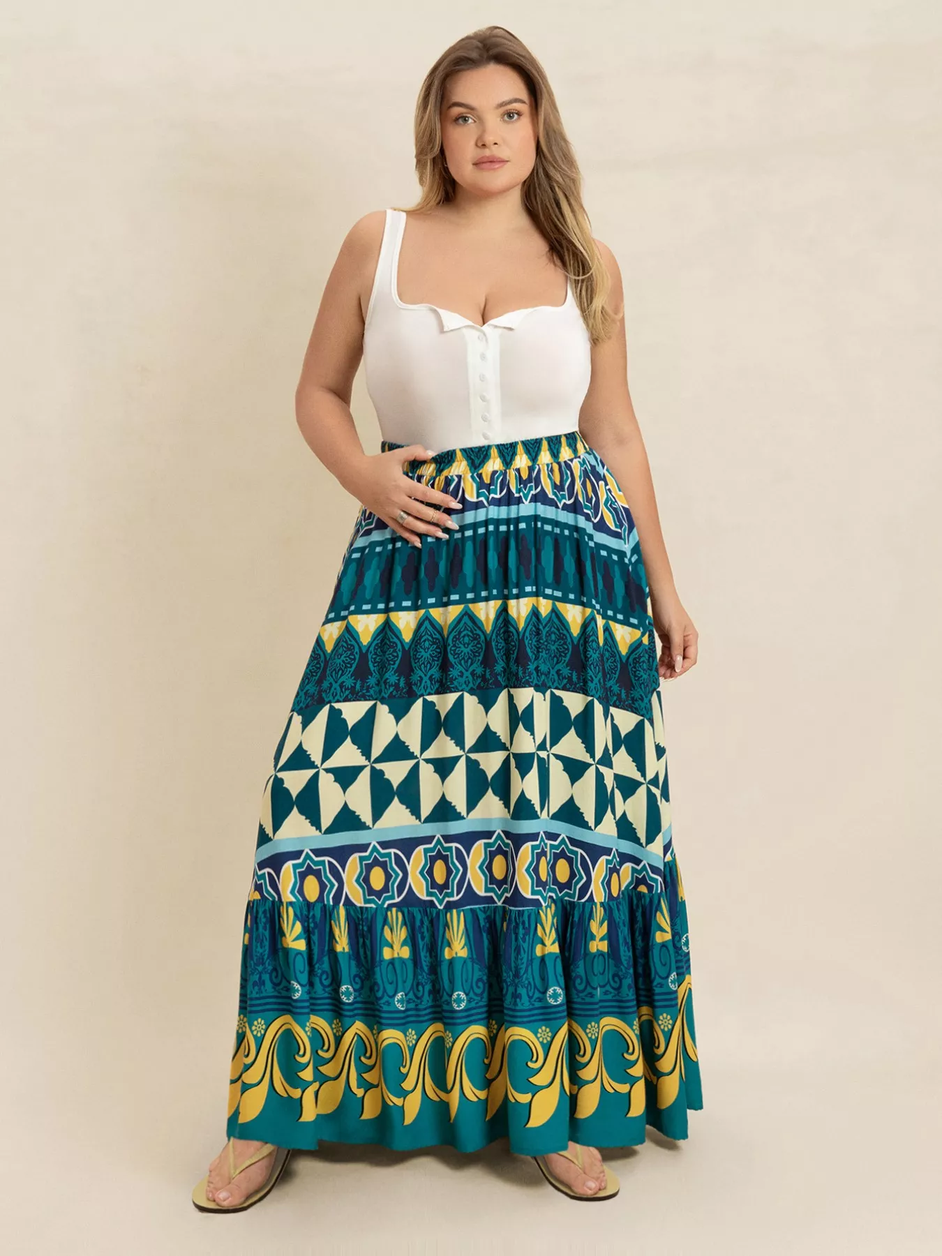 Plus Size Printed Maxi Skirt - Image 7