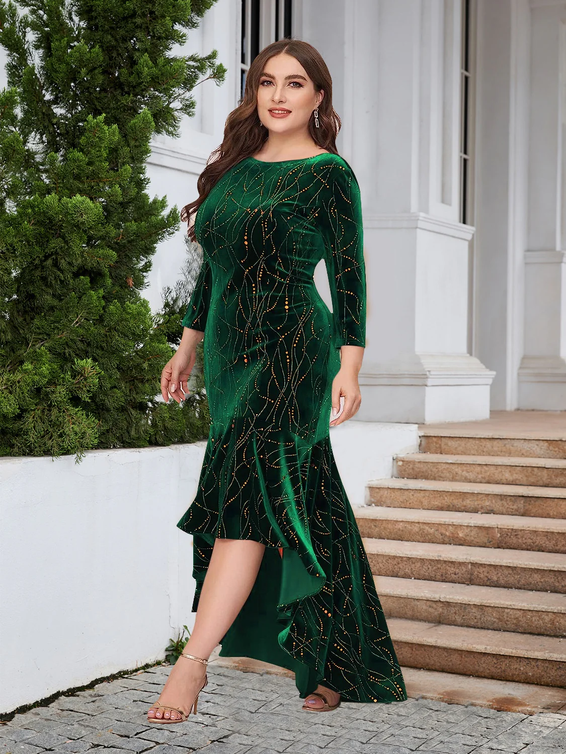 Plus Size Ruffle Hem High-Low Dress - Image 5