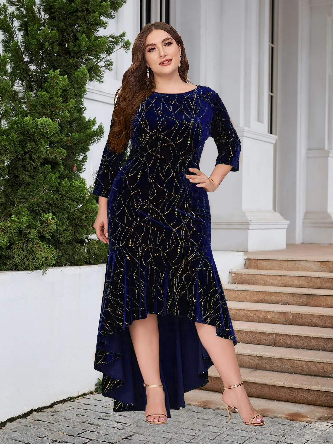 Plus Size Ruffle Hem High-Low Dress - Image 8